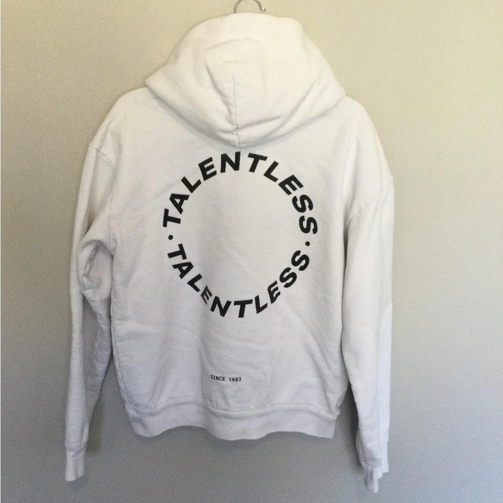 Talentless circle logo heavyweight white hoodie M - Picture 2 of 5